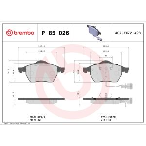 Levyjarrun jarrupalasarja BREMBO P 85 026