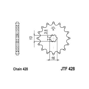 Roda dentada, corrente JT F428,12