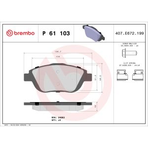 Bromsbeläggssats BREMBO P 61 103