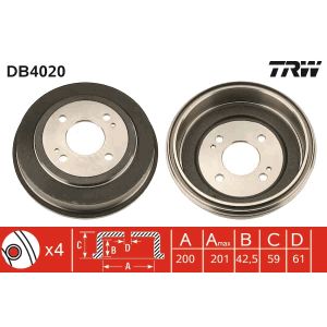 Tambor de freno TRW DB4020