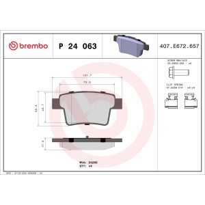 Conjunto de pastilhas de travão BREMBO P 24 063, atrás