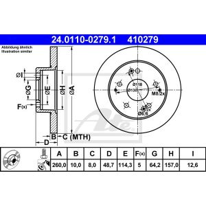 Bremsscheibe ATE 24.0110-0279.1 hinten, voll, 1 Stück