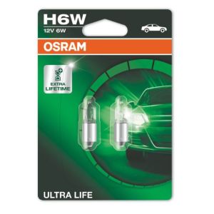 Ampoule à incandescence OSRAM H6W Ultra Life 12V/6W, 2 pièce