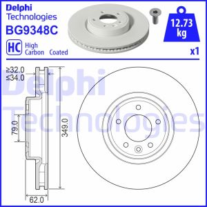 Jarrulevy, tuuletettu/voimakkaasti hiiltynyt DELPHI BG9348C, Edessä, 1 kpl