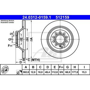 Bremsscheibe ATE Power Disc 24.0312-0159.1, 1 Stück
