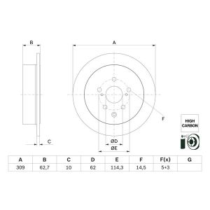 Disco de freno BOSCH 0 986 479 G61 volver, completo, altamente carbonizado, 1 pieza