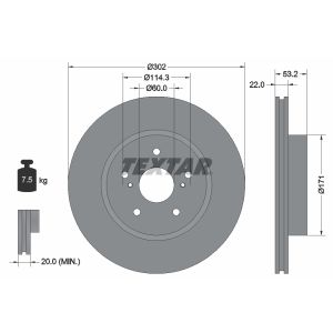 Bremsscheibe TEXTAR 92180403 vorne, belüftet, 1 Stück