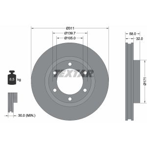 Disque de frein TEXTAR 92080600 avant, ventilé, 1 pièce