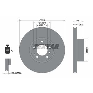 Disco freno TEXTAR 92058300 anteriore, ventilato, 1 pezzo