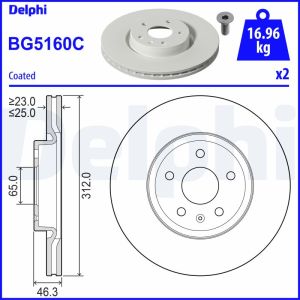 Bremsscheiben DELPHI BG5160C vorne, belüftet, 2 Stück