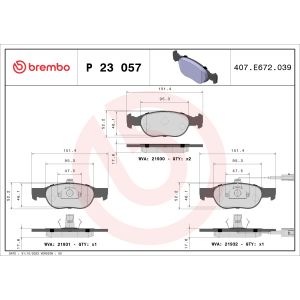 Bremsbelagsatz, Scheibenbremse BREMBO P 23 057