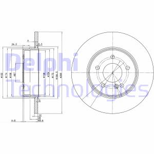 Discos de freno DELPHI BG3602 trasero, macizo, 2 Pieza