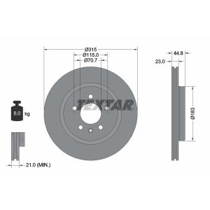 Bremsscheibe TEXTAR 92305603 hinten, belüftet, 1 Stück