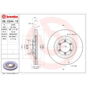 Jarrulevy BREMBO 09C24410 edessä, tuuletettu, 1 kpl