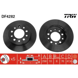 Jarrulevy TRW DF4282 takana, täysi, 1 kpl