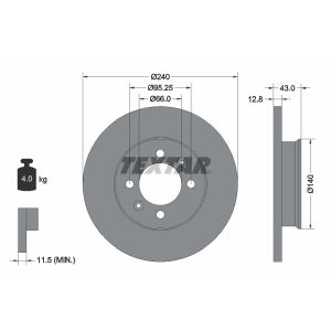 Disque de frein TEXTAR 92044400 avant, plein, 1 pièce