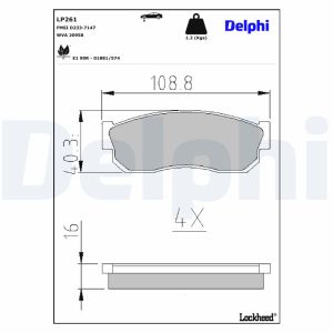 Bremsbelagsatz DELPHI LP261, Vorne