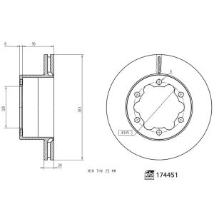 Disco de travão FEBI BILSTEIN 174451 traseira, ventilado, 1 Peça