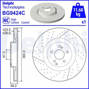 Disco de travão DELPHI BG9424C, 1 Peça
