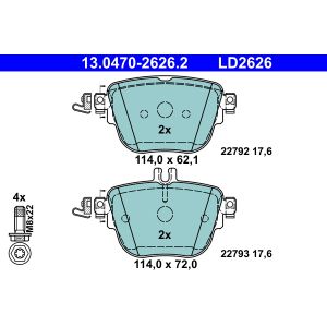 Set di pastiglie freno, freno a disco ATE Ceramic 13.0470-2626.2