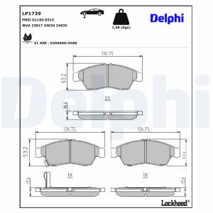 Bremsbelagsatz DELPHI LP1739, Vorne