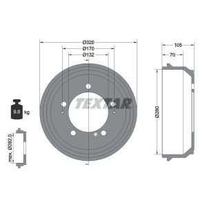 Tambour de frein TEXTAR 94027000