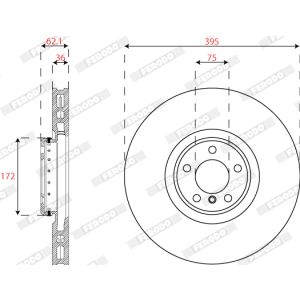 Disco de freno FERODO DDF2041LVC-1 vorne, ventilado , 1 Pieza