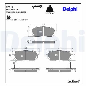 Bremsbelagsatz, Scheibenbremse DELPHI LP445