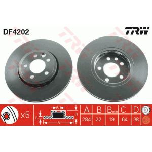 Bremsscheibe TRW DF4202 vorne, belüftet, 1 Stück