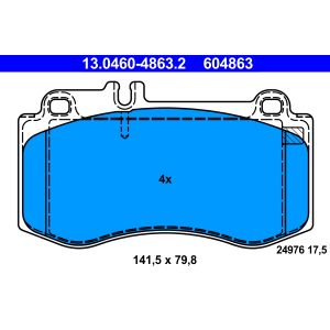 Conjunto de pastilhas de travão ATE 13.0460-4863.2, Frente