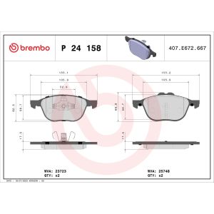 Conjunto de pastilhas de travão BREMBO P 24 158, frente