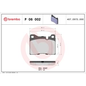 Jogo de pastilhas para travão de disco BREMBO P 06 002