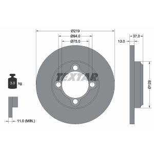 Disque de frein TEXTAR 92116900 avant, plein, 1 pièce