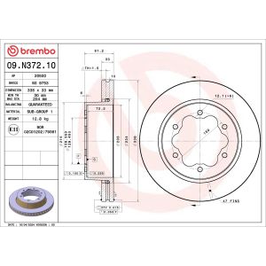 Disco de travão BREMBO 09.N372.10, 1 Peça