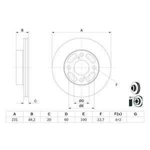 Bremsscheibe BOSCH 0 986 479 G91 vorne, belüftet, 1 Stück