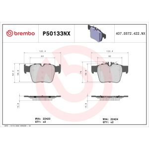 Jogo de pastilhas para travão de disco BREMBO P50133NX