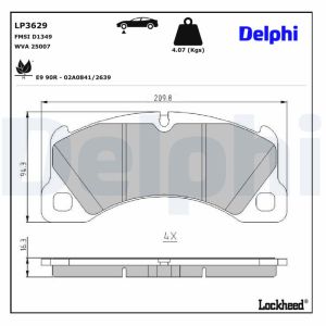 Bromsbeläggssats DELPHI LP3629, fram