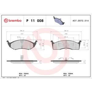 Levyjarrun jarrupalasarja BREMBO P 11 008