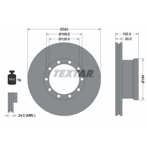 Disque de frein TEXTAR 93085300 avant, ventilé, 1 Stück