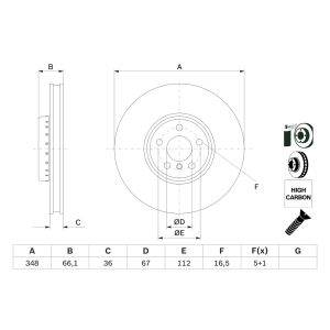 Disco de travão BOSCH 0 986 479 F59 frente, ventilado, altamente carbonizado, 1 Peça