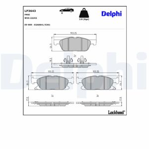 Bromsbeläggssats DELPHI LP3643, fram