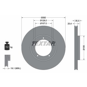 Disco freno TEXTAR 92006107 anteriore, ventilato, altamente carbonizzato, 1 pezzo