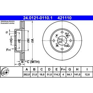 Disco freno ATE 24.0121-0110.1 anteriore, ventilato, 1 pezzo