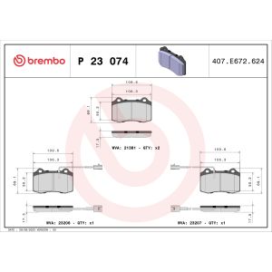 Levyjarrun jarrupalasarja BREMBO P 23 074