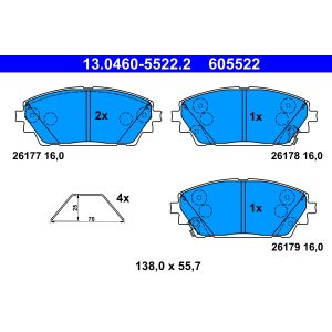 Bremsbelagsatz ATE 13.0460-5522.2, Vorne