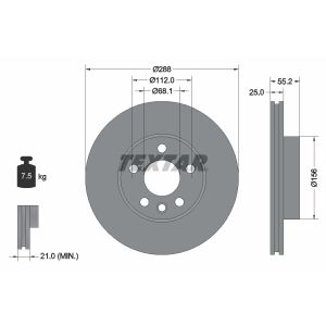 Disco de freno TEXTAR 92074203 vorne, ventilado , 1 Pieza