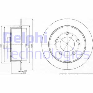 Discos de freno DELPHI BG4220 trasero, macizo, 2 Pieza