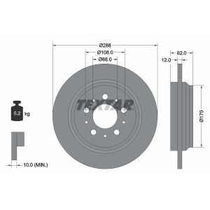 Disque de frein TEXTAR 92149203 arrière, plein, 1 Stück