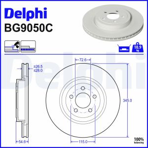 Remschijf DELPHI BG9050C, 1 stuk