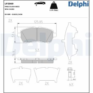 Bromsbeläggssats DELPHI LP2069, fram